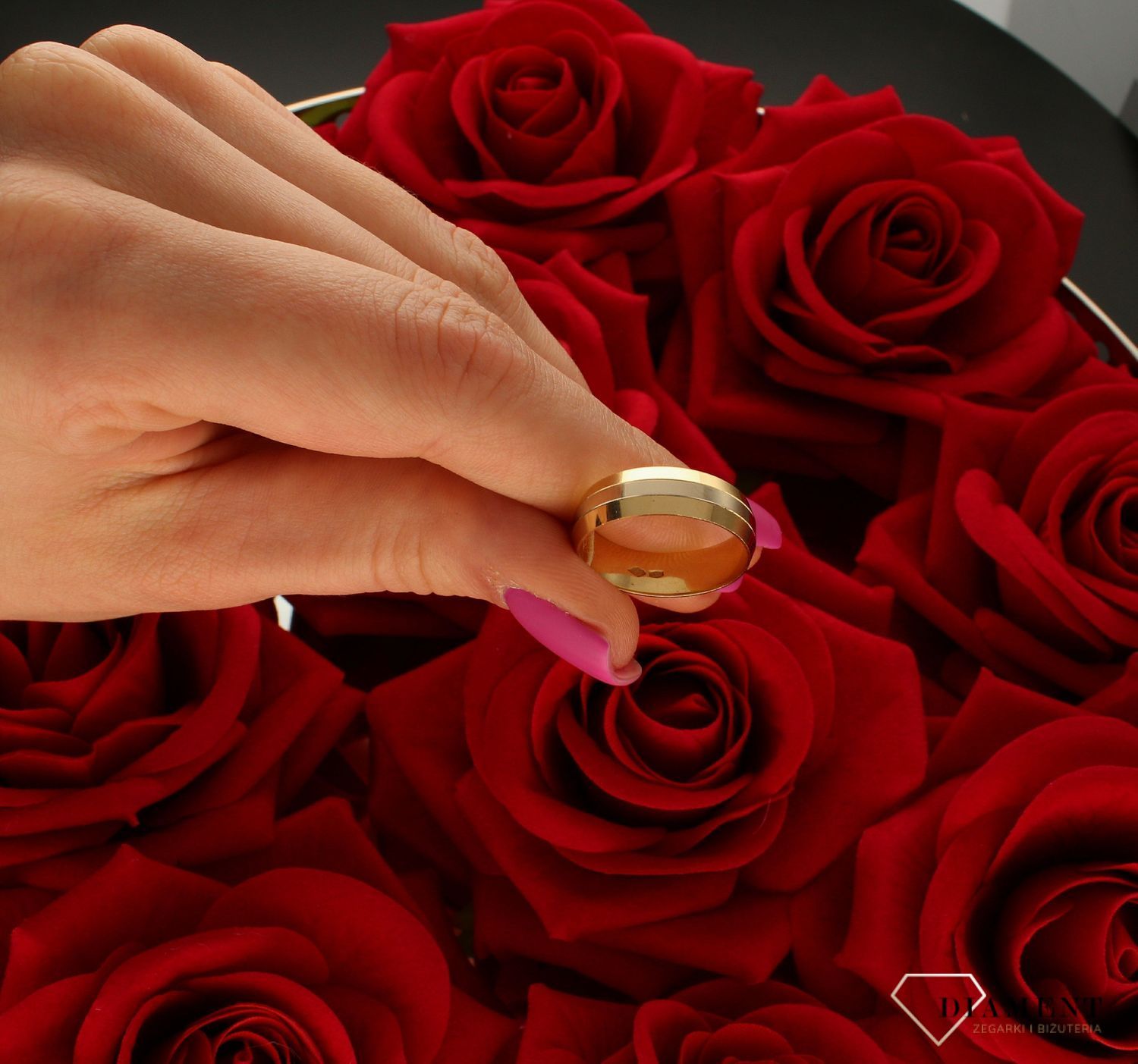 Obrączka Półokrągła środek z białego złota 585 DIAMENT wz 47  6mm Powiedz tak obrączkom marki DIAMENT !☆ Obrączki ślubne w ponad 300 wzorach ☆ (2).jpg